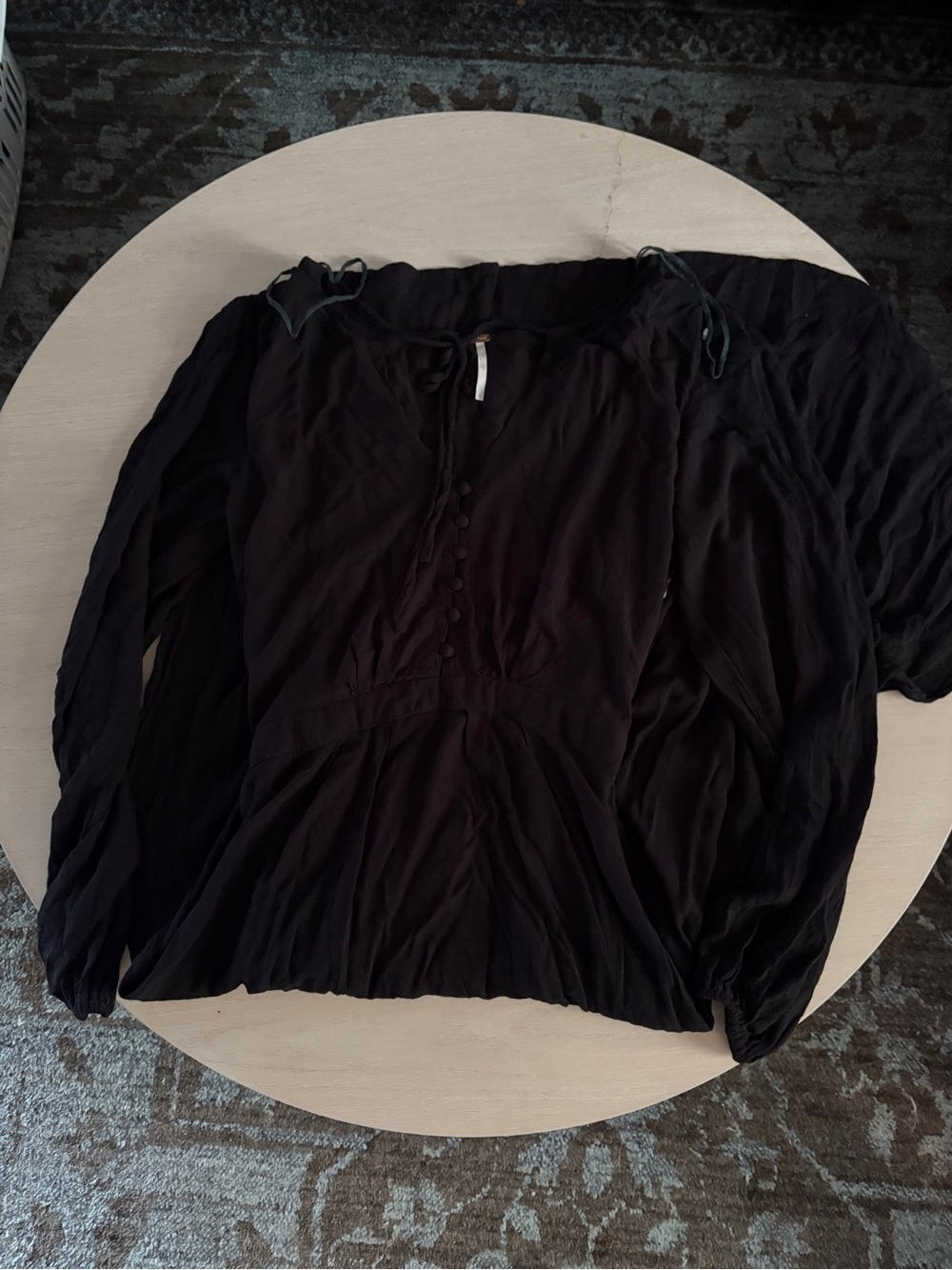 Free People Black Boho Button-Front Midi Dress